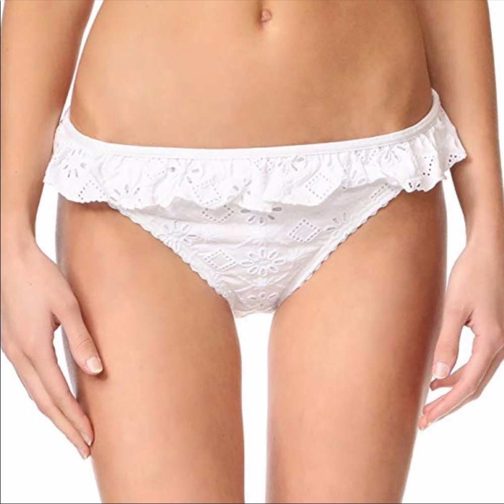Kate Spade White Eyelet Ruffle Bikini Bottom